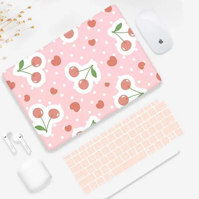Alt view image 3 of 5 - Seorsok Compatible with MacBook Air 13 Inch Case2022 2021 2020 2019 2018 Release A1932 A2179 M1 A2337 Touch ID,Cute Plastic Hard Shell Case with Keyboard Cover,Pink Cherry