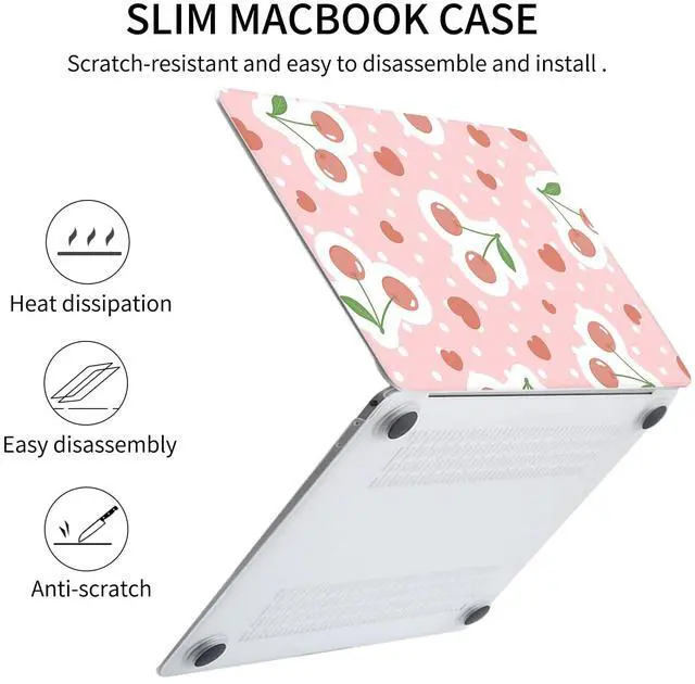 Alt view image 4 of 5 - Seorsok Compatible with MacBook Air 13 Inch Case2022 2021 2020 2019 2018 Release A1932 A2179 M1 A2337 Touch ID,Cute Plastic Hard Shell Case with Keyboard Cover,Pink Cherry