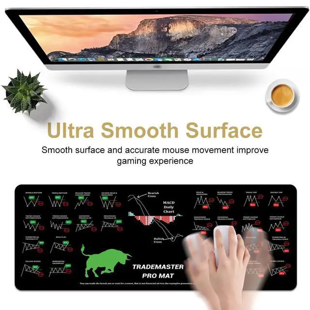 Alt view image 4 of 5 - Lucocia TradeMaster Pro Extra-Large Premium Desk Mat - 31.4in x 11.8in | Stock Trader Mouse Pad | Durable & Non-Slip | Ideal for Gift | Stock Trader (TS1085)