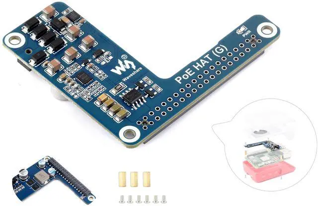 Main image of Pi5 PoE HAT Board Compatible with Raspberry Pi 5/Compute Module 5, Power Over Ethernet HAT,Offer Network Connection and Power Supply to Pi 5/CM 5 in One Cable, 5V 5A