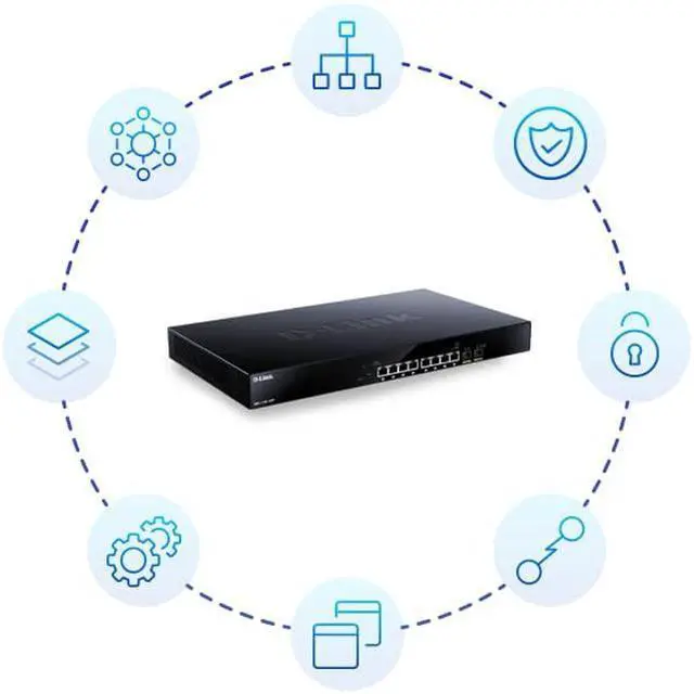 Alt view image 5 of 5 - D-Link 8-Port Multi-Gigabit Ethernet Smart Managed PoE Switch with 2 10GbE SFP+ Ports - (DMS-1100-10TP)