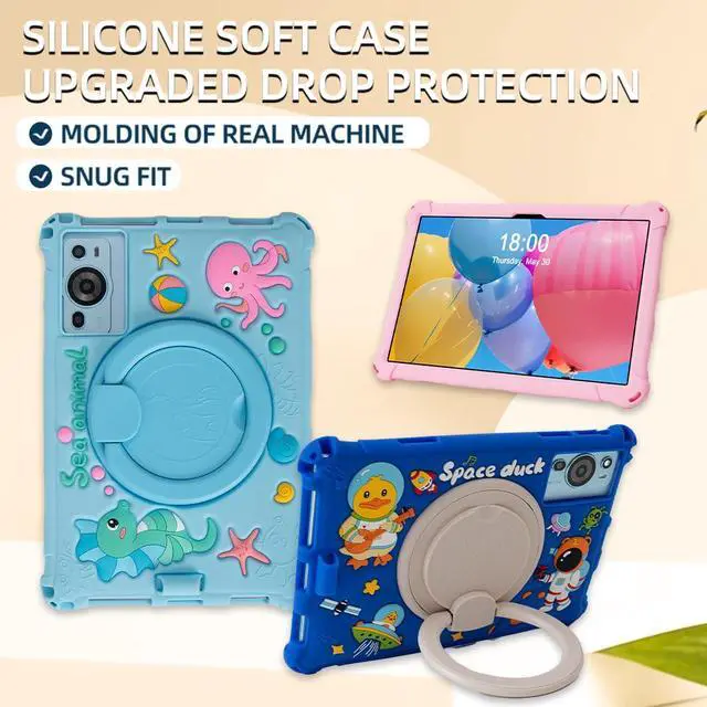 Alt view image 4 of 5 - Kwamaz 10.1 inch Android Tablet Case for Callsky 10.1 inch Cpad 10/ROWT A10/Onn 10.1/ApoloSign EM101A/BYYBUO 10.1'',Light Blue