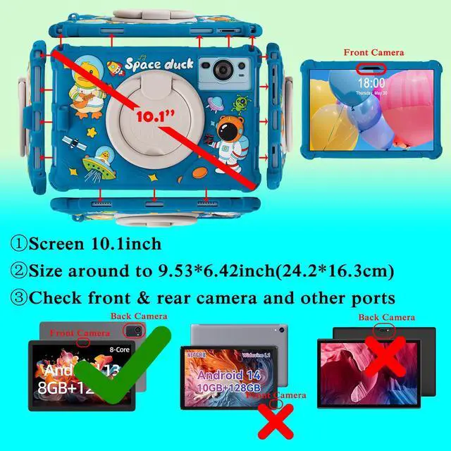 Alt view image 2 of 5 - Kwamaz 10.1 inch Android Tablet Case for Callsky 10.1 inch Cpad 10/ROWT A10/Onn 10.1/ApoloSign EM101A/BYYBUO 10.1'',Light Blue