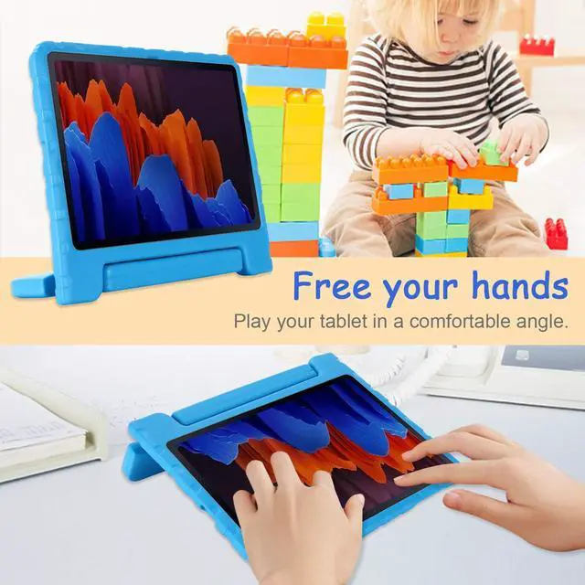 Alt view image 3 of 5 - Kids Case for Samsung Galaxy Tab S8+/S7 FE/S7+ 12.4", Techcircle Handle Stand [Pen Holder] Light EVA Foam Bumper Protective Rugged Drop Protection Child Proof Cover for Galaxy Tab S7+/S7 FE/S8+, Blue