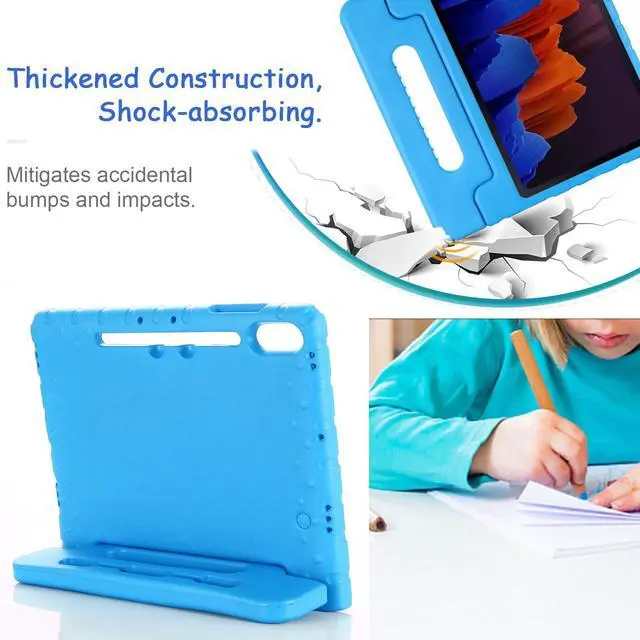 Alt view image 4 of 5 - Kids Case for Samsung Galaxy Tab S8+/S7 FE/S7+ 12.4", Techcircle Handle Stand [Pen Holder] Light EVA Foam Bumper Protective Rugged Drop Protection Child Proof Cover for Galaxy Tab S7+/S7 FE/S8+, Blue