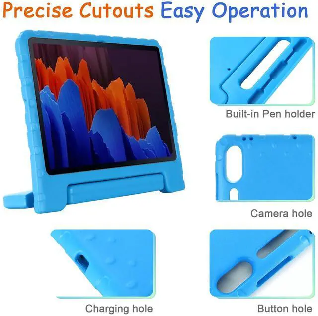 Alt view image 5 of 5 - Kids Case for Samsung Galaxy Tab S8+/S7 FE/S7+ 12.4", Techcircle Handle Stand [Pen Holder] Light EVA Foam Bumper Protective Rugged Drop Protection Child Proof Cover for Galaxy Tab S7+/S7 FE/S8+, Blue