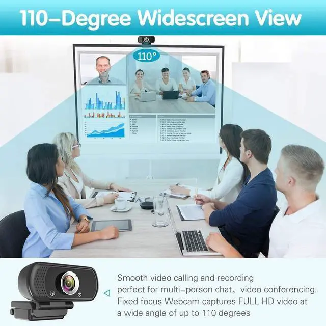 Alt view image 4 of 5 - Webcam HD 1080p ,Live Streaming HD Camera with Stereo Microphone, PC Desktop or Laptop USB Webcam with 110 Degree View Angle, for Switch 2,Video Calling, Recording, Conferencing, Streaming, Gaming