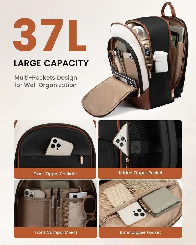 Alt view image 2 of 5 - LOVEVOOK Laptop Backpack for Women, 18 Inch Business Backpack Purse, Large Capacity Casual Daypack, 17.3 Inch Work Computer Backpack, Travel Backpack for College