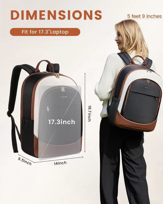 Alt view image 4 of 5 - LOVEVOOK Laptop Backpack for Women, 18 Inch Business Backpack Purse, Large Capacity Casual Daypack, 17.3 Inch Work Computer Backpack, Travel Backpack for College