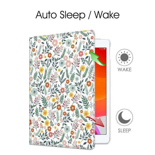 Alt view image 3 of 5 - Fintie Rotating Case for iPad 9th Generation (2021) / 8th Generation (2020) / 7th Gen (2019) 10.2 Inch - 360 Degree Rotating Stand Cover with Pencil Holder, Auto Wake Sleep, Green Spring