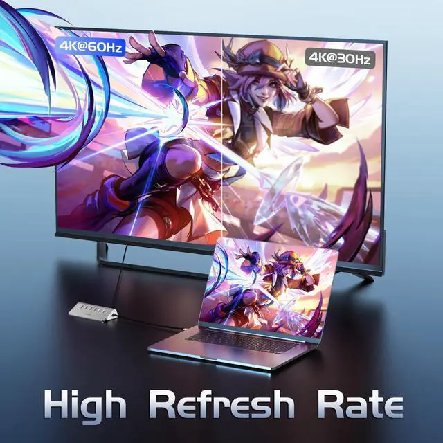 Alt view image 3 of 5 - USB C Hub Ethernet, 10Gbps USB Docking Station 10-in-1 with 4K@60Hz HDMI, USB C and 2 USB A 3.2 Data, LAN, 2 USB A 2.0, PD 100W, SD/TF Ports, 3.28FT Powered USB Hub for Laptop, PC, iPhone 16/15, Mac