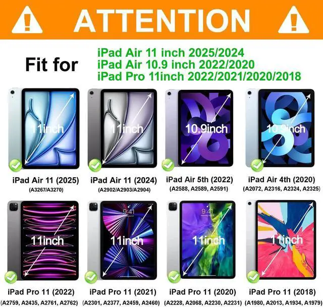 Alt view image 2 of 5 - BATYUE Case for iPad Air 11-inch M3/M2 (2025/2024), Air 5th/4th 10.9 inch(2022/2020), Pro 11" 4th/3rd/2nd/1st, Protective Cover with 360° Rotating Stand, Pencil Holder, Carrying Strap, Rose