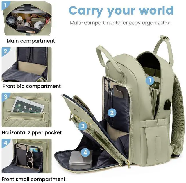 Alt view image 2 of 5 - LOVEVOOK Laptop Backpack for Women, Water Resistant Travel Work Backpacks Purse College Business Teacher Nurse Computer bag with USB Charging Port