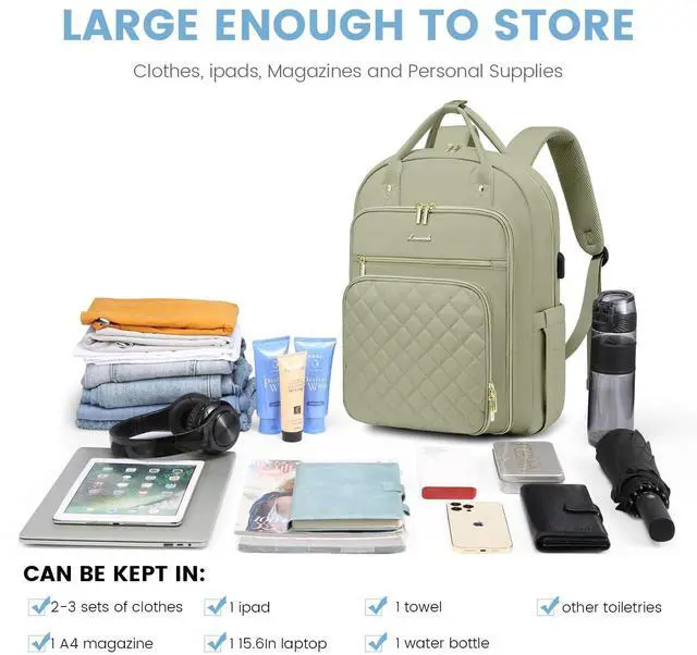 Alt view image 3 of 5 - LOVEVOOK Laptop Backpack for Women, Water Resistant Travel Work Backpacks Purse College Business Teacher Nurse Computer bag with USB Charging Port