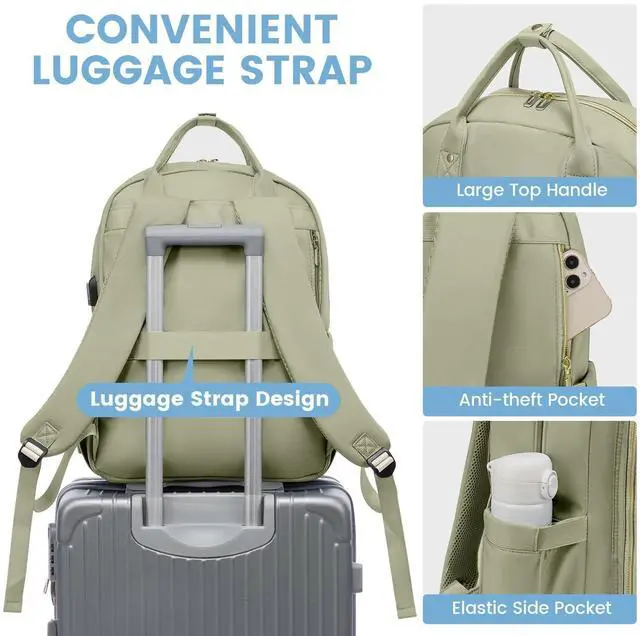 Alt view image 4 of 5 - LOVEVOOK Laptop Backpack for Women, Water Resistant Travel Work Backpacks Purse College Business Teacher Nurse Computer bag with USB Charging Port