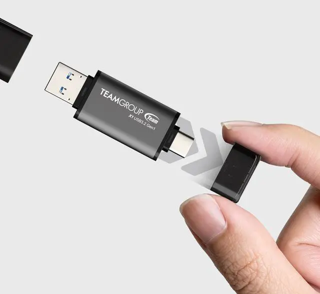 Alt view image 3 of 5 - TEAMGROUP X1 256GB 100MB/s USB 3.2 Gen 1 Type A & Type C (3.1/3.0) OTG Dual Interface USB Flash Drive Data Storage Memory Stick Compatible with Smartphone/Tablet/Laptop/PC/MacBook