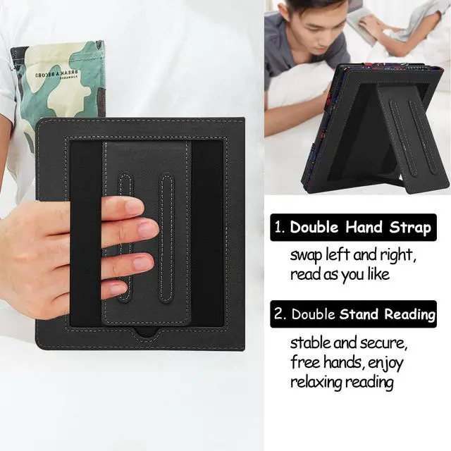 Alt view image 4 of 5 - GOVTVA Double Stand Case for 7'' Onyx Boox Go 7 / Boox Tablet Go Color 7 (Gen II/Gen I 2025/2024) /Boox Page Cover with Elastic Pen Holder/Auto Sleep&Wake/Double Hand Strap (Flower Clusters)