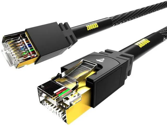 Main image of CAT8 Ethernet Lifetime Cable [8ft] Heavy Duty High Speed 40Gbps, Gold-Plated Plugs, Kevlar Strong, for Router, Modem, PC  Compatible with Xbox, PS4, PS5 Gaming  4X Faster Than CAT7