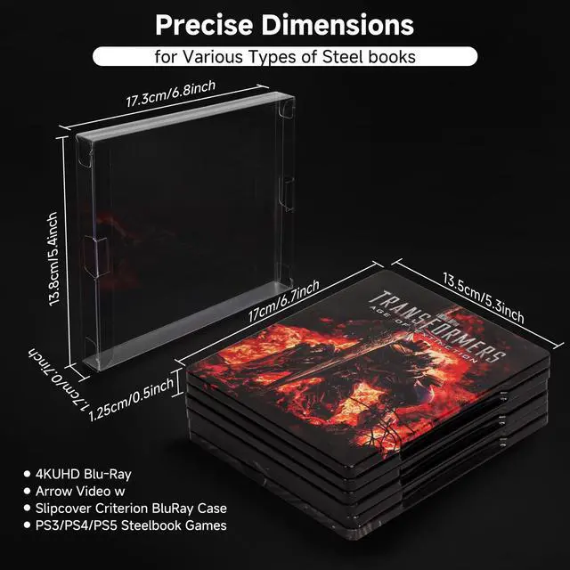 Alt view image 2 of 5 - YOYOBUBU 30 Pack Steelbook Protector Case  Crystal Clear Protective Sleeves for 4K UHD, Blu-Ray, Arrow Video Slipcovers, Criterion, PS3, PS4, PS5 Games & Steelbooks