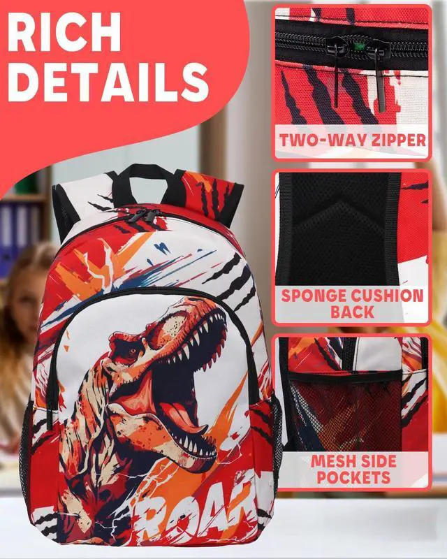 Alt view image 4 of 5 - VIVIDSATCH Dinosaur Backpack, Dinosaur Cartoon Backpack for Men Women