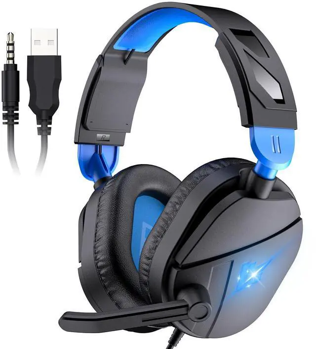 Main image of G63 Gaming Headsets for PC, Gaming Headphones with Noise Canceling Mic, PS5 PS4 Headset with Soft Memory Earmuffs, LED Light, Stereo Sound, 2m Wired Over Ear Headphones for Xbox One, Mac, Laptop, PC