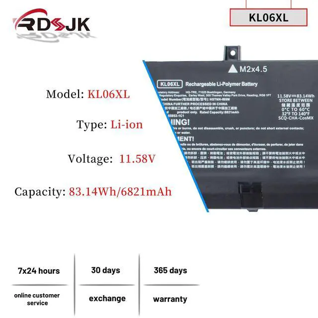 Alt view image 2 of 5 - KL06XL KL06 Laptop Battery for HP Envy 15-EP0000NS 15-EP0001NK 15-EP0003NQ 15-EP0004UR 15-EP0005NL 15-EP0006NM 15-EP0006TX 15-EP0101TX Series HSTNN-IB9M L85853-1C1 L77034-005 L85885-005 11.58V 83.14Wh