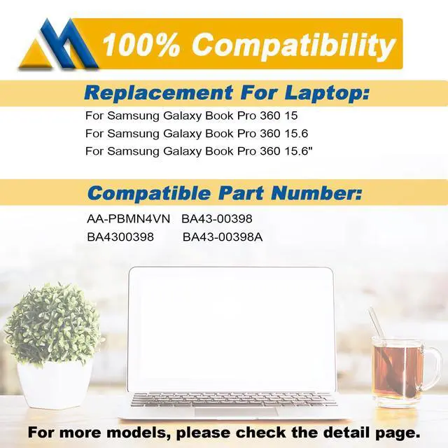 Alt view image 5 of 5 - Mobik 68Wh AA-PBMN4VN Laptop Battery Replacement for Samsung Galaxy Book Pro 360 15 15.6" NP950XDB NP950XDB-KA1US NP950XDB-KB1US NP950XDB-KC5US NP950QDB NP950QDB-KB1US NP950QDB-KB1US