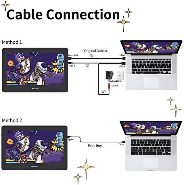 Alt view image 4 of 5 - GAOMON PD1320 Pen Display Drawing Tablet, 13.3 Inch Full Laminated 120% sRGB Graphics Monitor with Tilt Support for Artists, Design, Animation - Compatible with Windows/Mac/Android