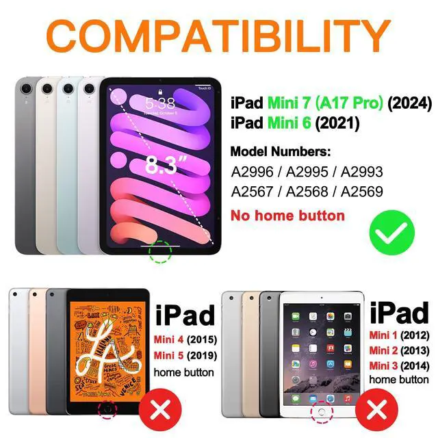 Alt view image 2 of 5 - BATYUE Case for iPad mini 7 (A17 Pro) 2024/ Mini 6 8.3'' 2021,Full-Body Shockproof Protective Case for Kids with 360° Rotating & 180° Folding Stand, Handle& Pencil Holder| Frozen Blue