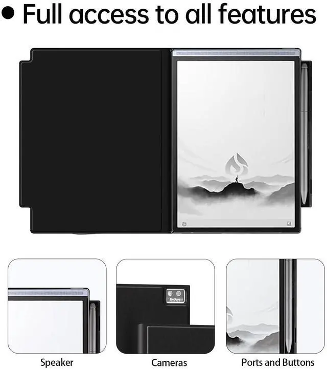 Alt view image 3 of 5 - Case for iFLYTEK AINOTE Air 2 Note-Taking Table 8.2 inch,WUNIAK Design Automatic Wake-up/Screen Off Mode, Built-in Stylus Slot, Hard PC PU Material, Light and Portable, Black