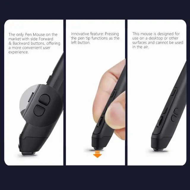 Alt view image 3 of 5 - Plima Patent, Intuitive Pen-tip Press-Down Function Equivalent to The Left Mouse Button,Pocket Ergonomic 2.4G Wireless Pen Mouse 2.0 Vertical Mice, Supports Windows, Android, Linux, Mac OS (Black)