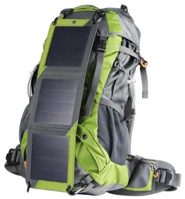 Alt view image 2 of 5 - XTPower Xplorer Globetrotter 42 | Ultra Durable Hiking Solar Backpack Lime Green with Removable 10 Watt Panel | Charges USB devices including Smartphones, Tablets, GPS, and more up to 5V