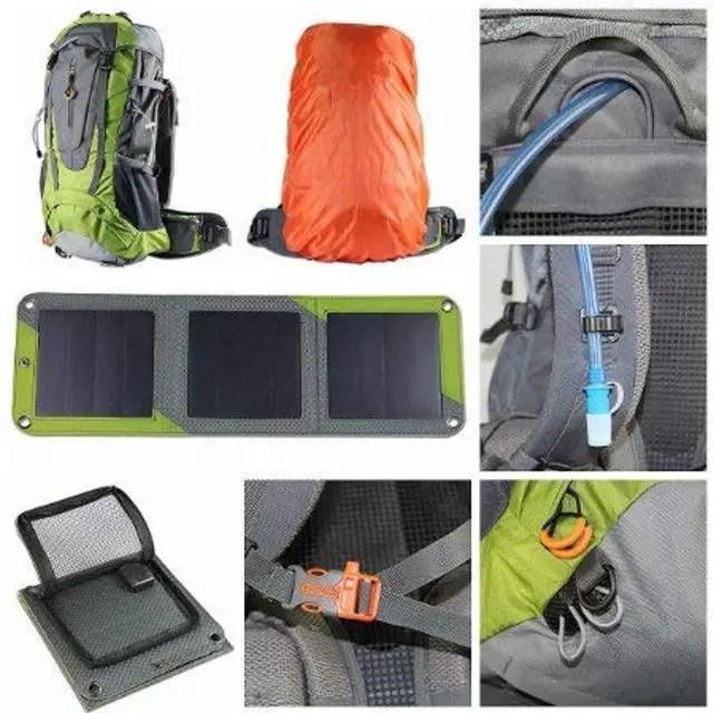 Alt view image 4 of 5 - XTPower Xplorer Globetrotter 42 | Ultra Durable Hiking Solar Backpack Lime Green with Removable 10 Watt Panel | Charges USB devices including Smartphones, Tablets, GPS, and more up to 5V