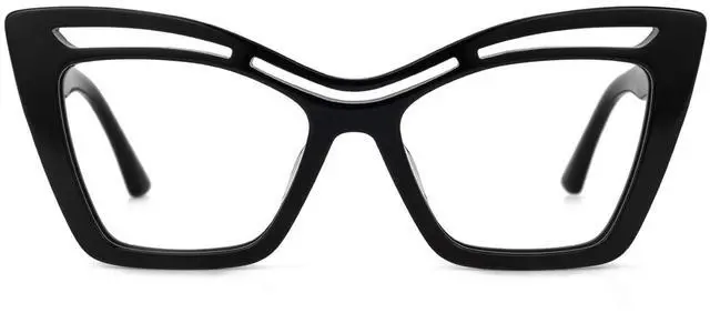 Main image of Zeelool Trendy Acetate Oversized Cat Eye Glasses Frame with Non-prescription Clear Lens for Women Arsolon ZJGA165651-01 Black