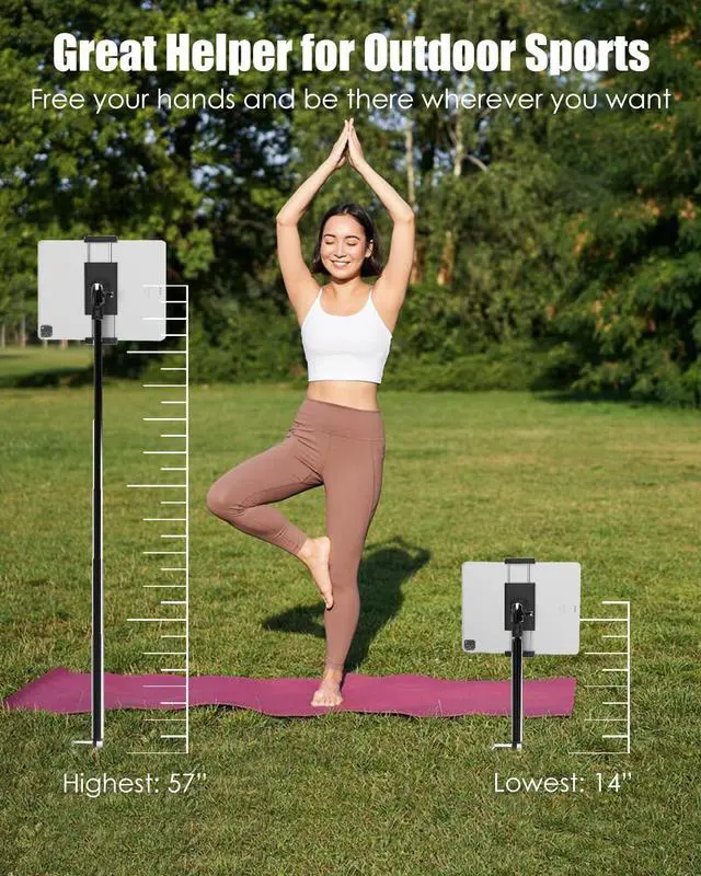 Alt view image 2 of 5 - Wukanleng Golf Monopod & Tripod with Ground Spike Stakes, 57" Metal Pole Golf Phone Holder for Training Aid, Record Swing, Golf Selfie Stick Tripod for iPad Pro 12.9 Air Mini, iPhone16 15 14