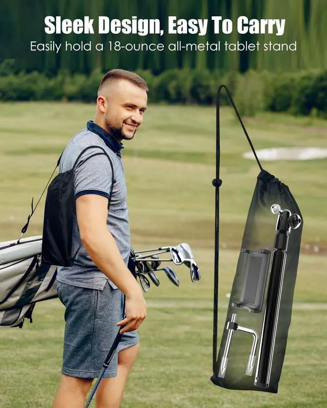 Alt view image 3 of 5 - Wukanleng Golf Monopod & Tripod with Ground Spike Stakes, 57" Metal Pole Golf Phone Holder for Training Aid, Record Swing, Golf Selfie Stick Tripod for iPad Pro 12.9 Air Mini, iPhone16 15 14