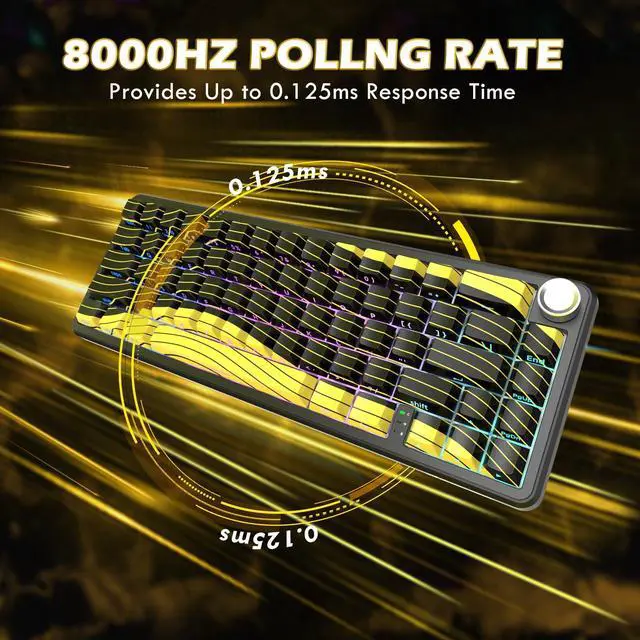 Alt view image 3 of 5 - Attack Shark X65PRO HE & X11 Gaming Combo,Hall Effect Magnetic Keyboard & Ultralight Mouse with RGB Charging Dock,8K Polling,22K DPI,Tri-Mode Wireless,Hot-Swappable, for Win/Mac/Linux-Black Yellow