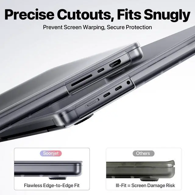 Alt view image 2 of 5 - Soonjet Anti-Cracking for MacBook Pro 14 inch Case 2025 2024-2021 M4 M3 M2 M1 Pro/Max [100% Match Official Color] [Seamless Fit] Clear Cover Hard Shell Laptop Case, Frosted Space Gray