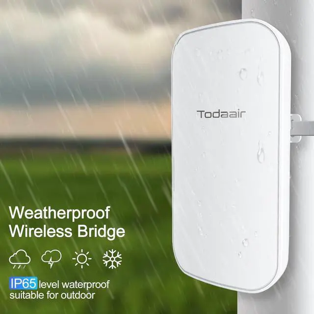 Alt view image 5 of 5 - Todaair 5.8GHz Point to Point Wireless Bridge 1KM Range PoE CCTV Camera Outdoor Plug & Play 2PCS