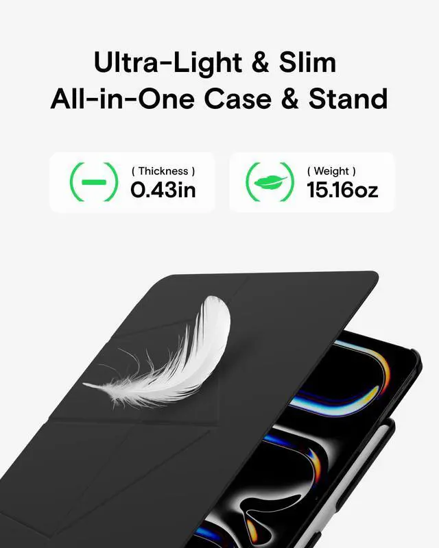 Alt view image 3 of 5 - MOFT Folio Case for iPad Air 13-inch M3/M2 (2025/2024) - Silm Stand Protective Case with Detachable Pencil Holder, Multi-Angle Viewing, MOVAS Leather Cover, Auto Sleep/Wake, Jet Black