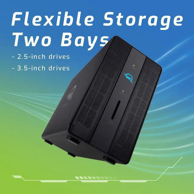 Alt view image 2 of 5 - OWC Gemini Thunderbolt Dock and Dual-Bay RAID External Storage Enclosure, Add 2 SATA or U.2 Drives (3.5 or 2.5), 2 x Thunderbolt Ports (USB-C), 2 x USB 3.2 Gen 2 Ports, 2.5 Gigabit Ethernet, HDMI