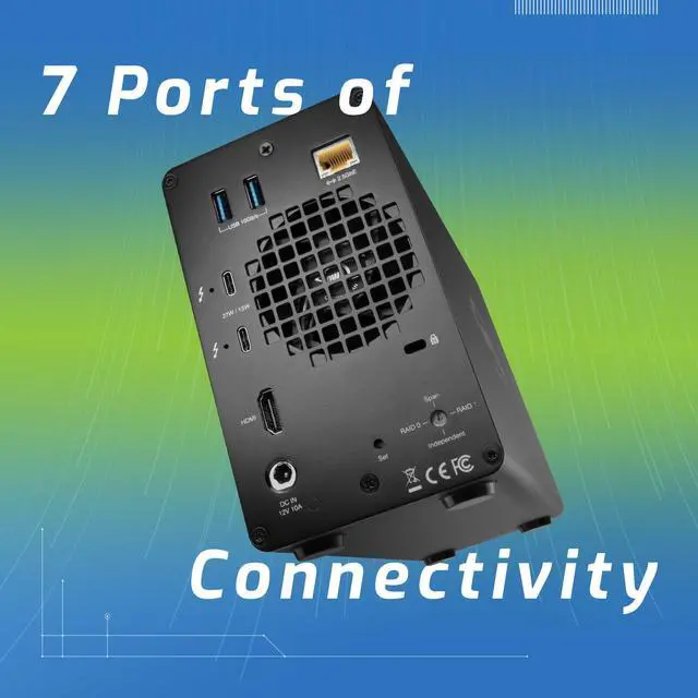 Alt view image 4 of 5 - OWC Gemini Thunderbolt Dock and Dual-Bay RAID External Storage Enclosure, Add 2 SATA or U.2 Drives (3.5 or 2.5), 2 x Thunderbolt Ports (USB-C), 2 x USB 3.2 Gen 2 Ports, 2.5 Gigabit Ethernet, HDMI