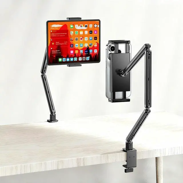 Main image of Urmust Tablet Stand for Desk, Adjustable iPad Holder Clamp Mount, 360° Rotation, Sturdy Aluminum Tablet Arm Mount for 4.7"-13" iPad Pro/Air/Mini, iPhone, Galaxy Tab, for Kitchen, Work, Video Call