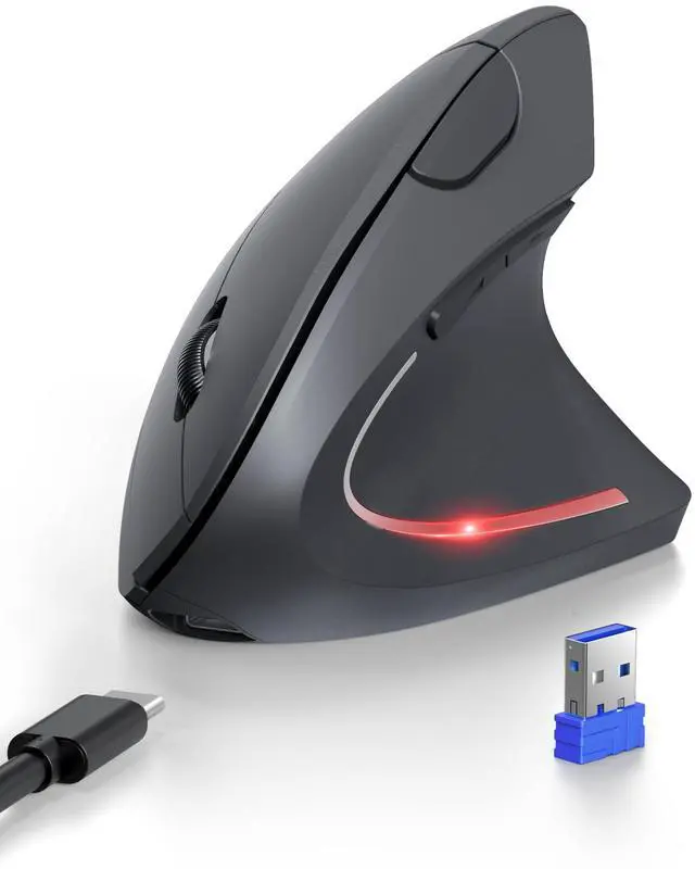 Main image of TECKNET Ergonomic Mouse, Rechargeable 2.4G+Bluetooth Vertical Mice 6 DPI Adjustable, Wireless Optical Carpal Tunnel Mouse Right Hand, Multi Device for Laptop, PC, Computer, MacBook, iPad - Grey