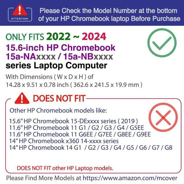 Alt view image 2 of 5 - mCover Case ONLY Compatible for 2022~2024 15.6" HP Chromebook 15a-NA0000 / Chromebook Plus 15a-NBxxxx Series Laptop Computers (NOT Fitting Any Other HP Models) - Black