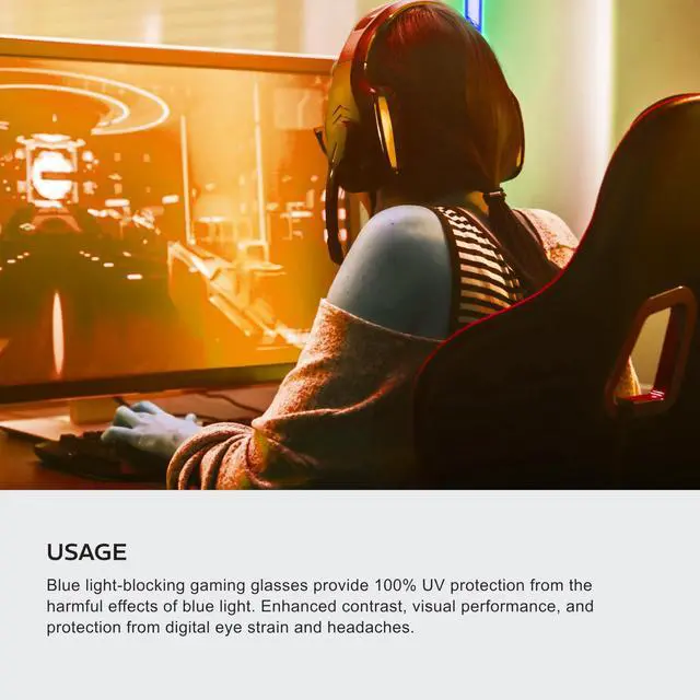 Alt view image 4 of 5 - NoIR Blue Light Blocking Gaming Glasses with Amber Lenses, Full UV Protection, Anti Eyestrain & UV Glare Protection, Enhances Visual Performance