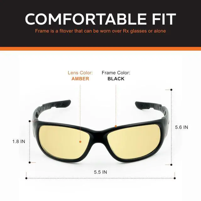 Alt view image 5 of 5 - NoIR Blue Light Blocking Gaming Glasses with Amber Lenses, Full UV Protection, Anti Eyestrain & UV Glare Protection, Enhances Visual Performance