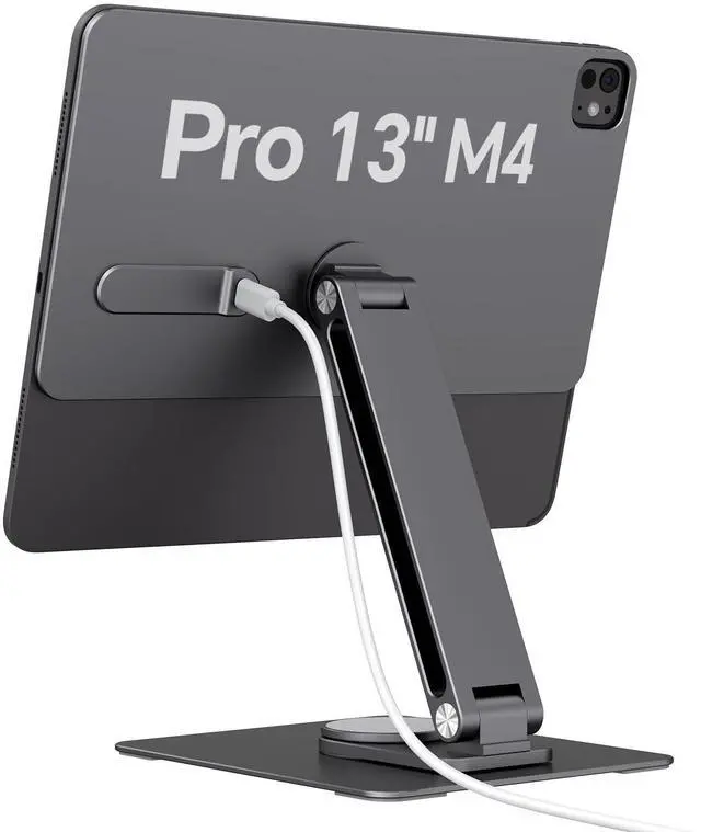 Main image of GEWOKLIY Magnetic iPad Pro M4 13-inch Stand with Wireless Charging 18W, 360° Rotating Aluminum Tablet Holder for iPad Pro M4 13-inch, Adjustable Desk Mount Series (M4-13inch)