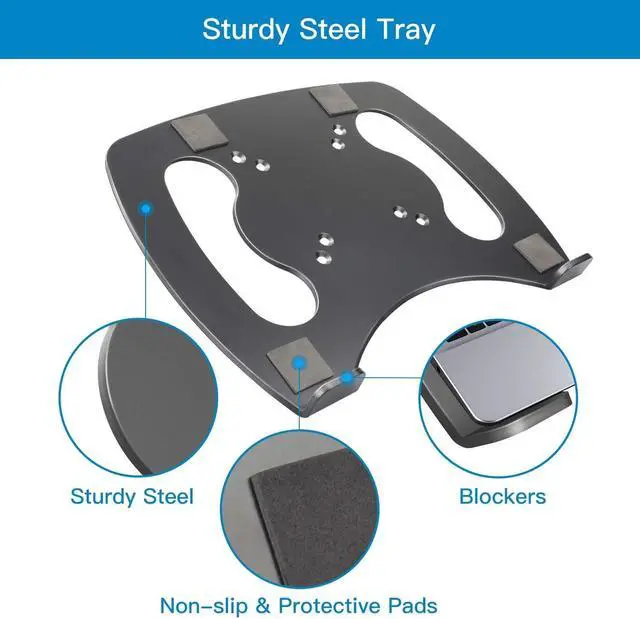 Alt view image 3 of 5 - Laptop Tray Steel Notebook Holder for Monitor VESA Mount Stand Fits VESA 100x100 mm Mounting Holes with M4 Screws, 22lbs Capacity with Vented Cooling Platform
