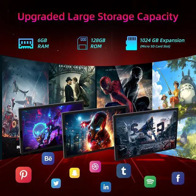 Alt view image 2 of 5 - Elepad 10.51 Inch 2K Android Tablets, All-Day Battery Life, Six-Core+Large Screen Tablet 128GB ROM 6GB RAM, 5MP+13MP Dual Camera Tablets PC, Android 12, 5G WiFi 5.0 BT, Gaming Tablet